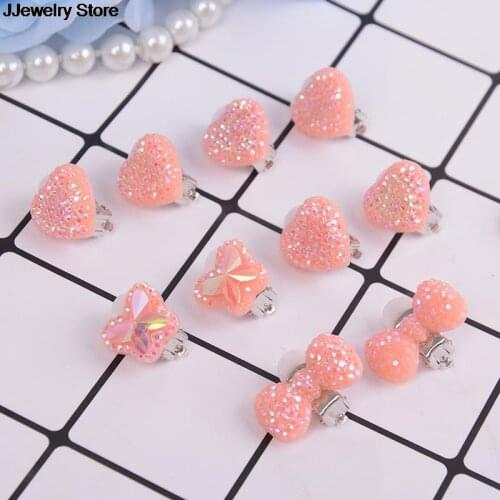 Heart/Bow/Butterfly Ear Clip Style Earring Soft Invisible Ear Hanging Ear Clip No Piercing Earring For Children Kid 1Pair