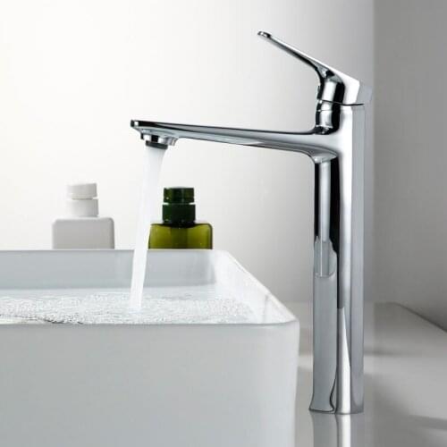 Basin Sink Bathroom Faucet Deck Mounted Hot And Cold Water Basin Mixer Taps Chrome Lavatory Sink Brass Single Hole Tap
