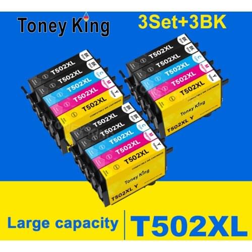 Toney king For Epson T502 T502xl 502 XL E502XL Ink Cartridge Expression Home XP-5100 XP-5105 WorkForce WF-2860DWF WF-2865