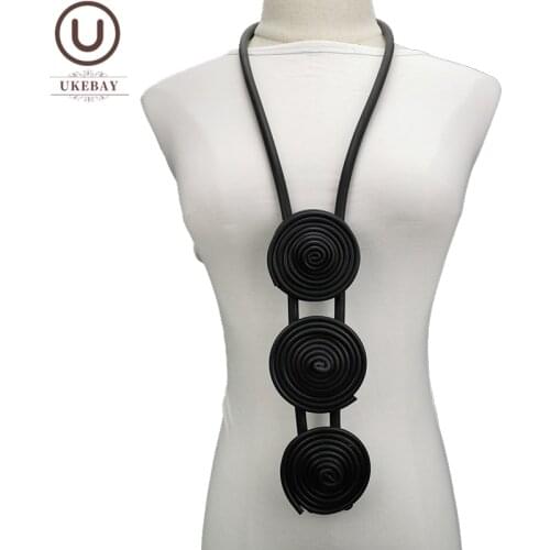 UKEBAY New Handmde Spiral Pendant Necklaces For Women Luxury Jewelry Fashion Bohemia Necklace Party Accesories Black Chain Gift