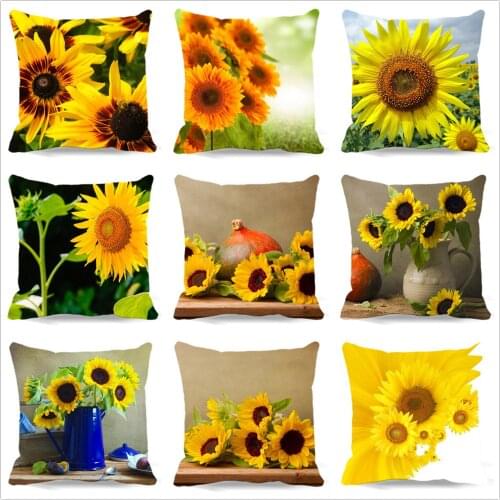 Home Furnishing decoration, sunflower pillow case, soft and comfortable,cotton polyester square cushion cover