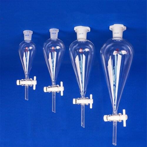 High Borosilicate Glass Pear Shaped Pyriform Separatory Funnel with Standard Taper Stopper Lab Supplies