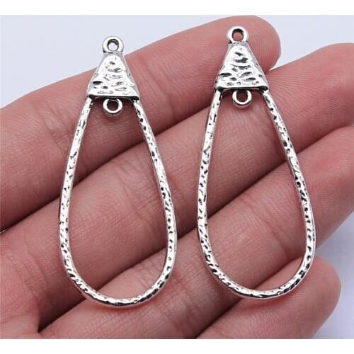 WYSIWYG 10pcs 51x21mm Antique Silver Color Drop Earring Accessories Earring Connector For Jewelry Making DIY Jewelry Findings