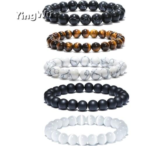Yingwu Minimalist Natural Stone Beads Bracelet Charm Opal Tiger Eyes Braslet For Men Women Hand Jewelry Homme Yoga Braclet