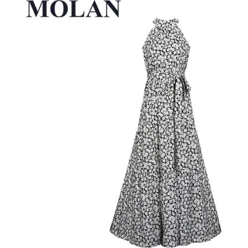 Women Hanging Neck Wave Dot Print Dress Vintage Sexy Pleated Sleeveless Hollow Sexy Body Bag Hip Female Long Dresses