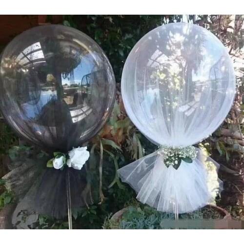 1set 36inch Bobo Bubble Balloons Pink White Black Colour Tutu Mesh Balloon Wedding Birthday Baby Shower Party Decor Supplies