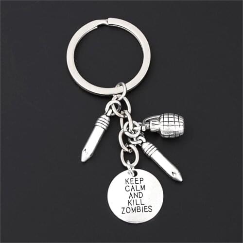 1Pc Horror Movie Theme Keep Calm And Kill Zombies Making The Walking Dead For Fans Men Gift Keyring Accessories E2688