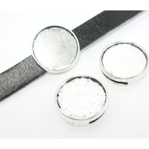 15x2mm leather slider with cabochon setting 15mm Leather findings FF05