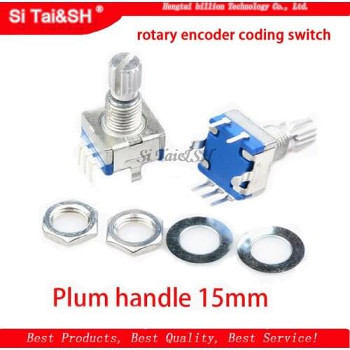 2PCS Plum handle 15mm rotary encoder coding switch / EC11 / digital potentiometer with switch 5 Pin