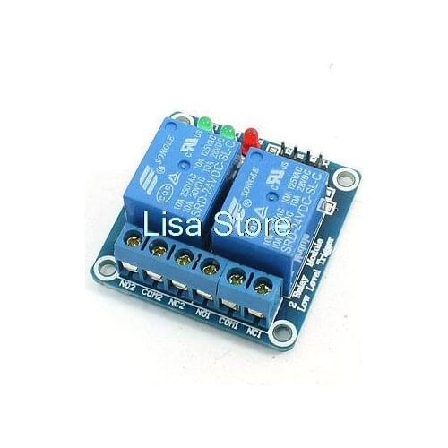 24VDC Coil Low Level Trigger 2 Channel Power Relay Module Board