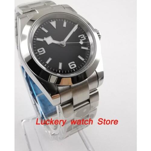 40mm Bliger black dial luminous mens watch saphire glass polished bezel Automatic wrist watch-BA37