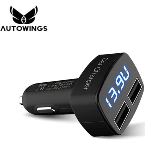 DC 12-24V 4 In 1 Dual USB Car Charger Adapter LCD Digital DC 5V 3.1A Tester Voltage Current Temperature