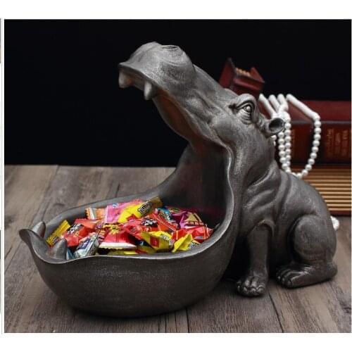 MODERN RESIN BIG HIPPO ORNAMENTS STORAGE BOX HOME LIVINGROOM TABLE ANIMAL FIGURINES CRAFTS OFFICE DESKTOP ACCESSORIES DECORATION