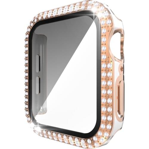 Diamond case cover For Apple watch case 38mm 40mm 42mm 44mm PC Cover for iwatch Series SE 6 5 4 3 2 1 Protective Bumper Shell