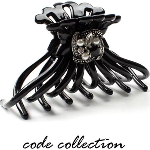 Black Large Hollw Hair Claws Clip For Women Girls New Acrylic Crystal rhinestone Hairpin Horsetail Accessories Jewelry Korean