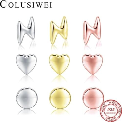 Colusiwei New Design 925 Sterling Silver Cute Small Hearts Stud Earrings For Women Fashion Round Simple Lightning Fine Jewelry