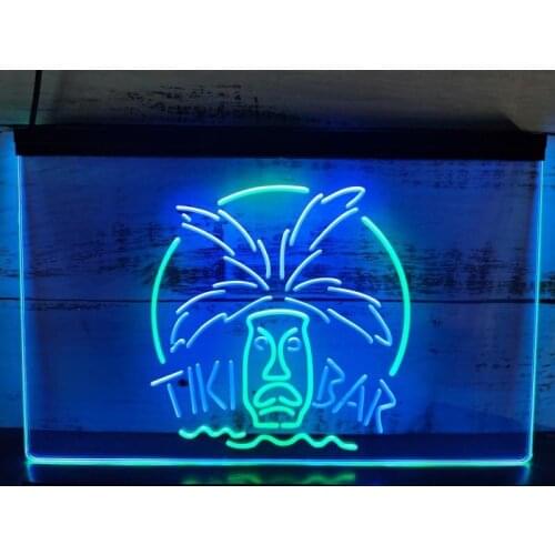SS207 Tiki Bar Palm BeerFlex Dual Color LED Neon Sign