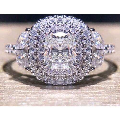 Huitan Women Wedding Engagement Rings White Zirconia High Quality Female Finger Rings for Party Fine Gift Fashion Luxury Jewelry