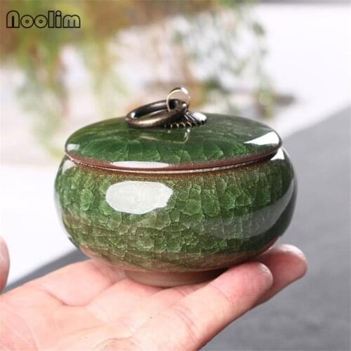 Chinese Retro Ice Crack Glaze Tea Caddies Ceramic Tin Small Powder Storage Tank Antique Colorful Spice Jar Portable Canister