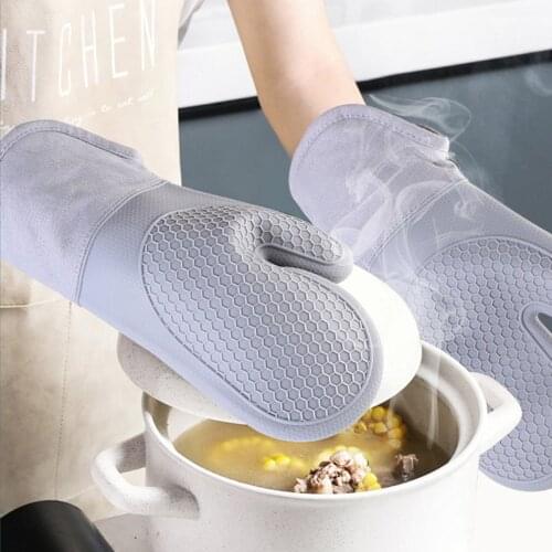 Kitchen household microwave oven baking oven special anti-scalding silicone gloves for baking thickening heat insulation and hig