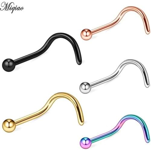 Miqiao 2pcs Stainless Steel 316L Nose Stud Nose Ring Jewelry Unisex