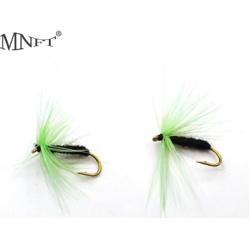 MNFT 10PCS 10# Fly Fishing Dry Fly Green Body Woolly Worm Mosquito Fly Trout Fish Lures Fishing Tackle