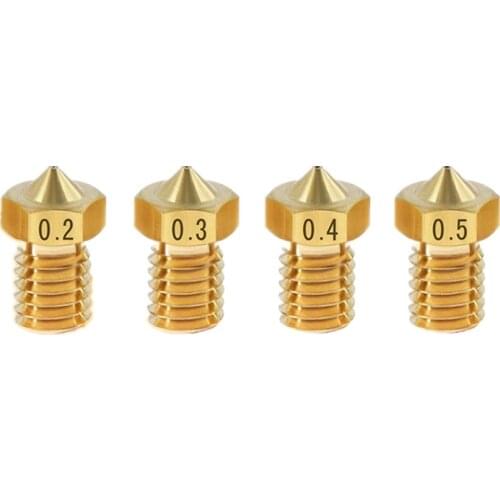5pcs 3D Printer Accessories V5 V6 M6 threaded Nozzle 0.2 0.25 0.3 0.4 0.5 0.6 0.8 1.0mm for 1.75mm 3.0mm filamnet Full Metal E3D
