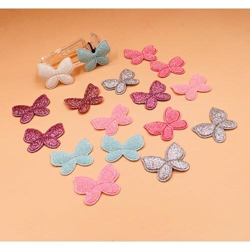 100pcs sew on shiny patches for clothes 3cm Padded Applique butterfly shape scrapbooking accessories
