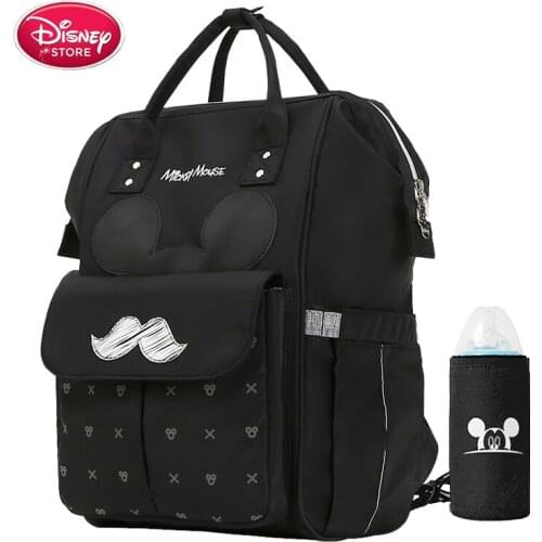 Genuine Disney Bag Mummy Diaper Backpack USB Insulation Bottle Nappy Bag for Baby Care Mickey Handbag Travel Stroller Bag