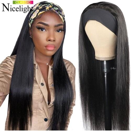 Nicelight Brazilian Straight Hair Headband Wig Glueless Human Hair Wigs For African American Women Affordable Beginner Friendly