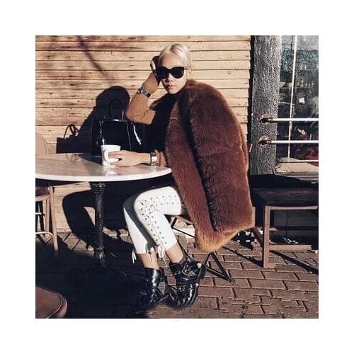 Top brand High-end New Style Fashion Women Faux Fur Coat 18S8 high quality