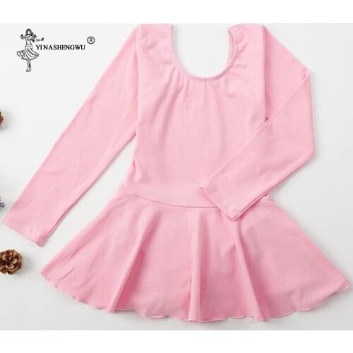 New Classic Tutu Girls Long&Short Sleeve Ballet Dress Gymnastics Skirted Leotard Ballerina Dancewear Dancing Costume Pink Rose