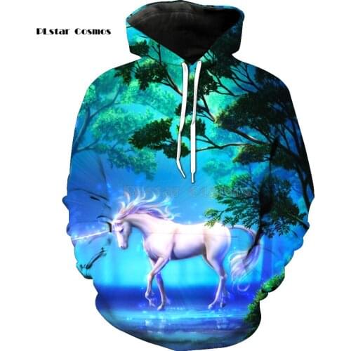 2019 New Fashion Sweatshirts Men / Women 3d Print Hoodies white horse animal pattern Slim Unisex Slim Stylish unicorn Hoodies