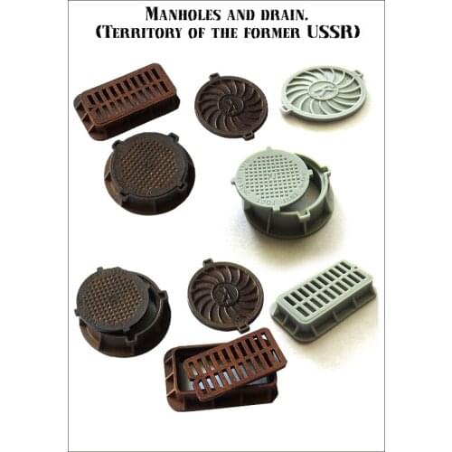New Unassembled 1/35 MANHOLES AND DRAIN Figures Resin Kit DIY Toys Unpainted kits
