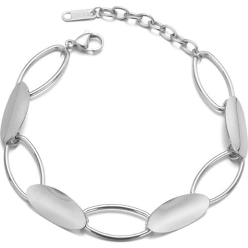 316L Stainless Steel Personality Oval Connection Bracelet Hip Hop Thick Hollow Bracelet No Fade