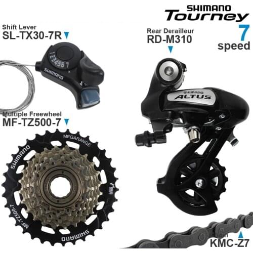 SHIMANO TOURNEY 3x6 3x7 Speed Groupset include TX30 Shifters M310 Rear Derailleur MF-TZ500 Cassette Sprocket KMC Z7 Chain
