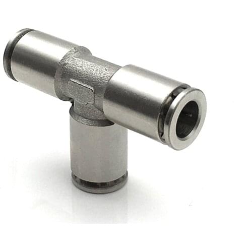 Pneumatic Connectors 4/6/8/10/12/14/16mm Tee Nickel Plated Brass Push In Quick Connector Release Air Fitting Plumbing