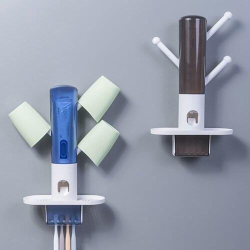 Full Automatic Toothpaste Squeezer CoupleS Multi-Functional Lazy Toothbrush Holder With Cups No Punching Bathroom Accessories