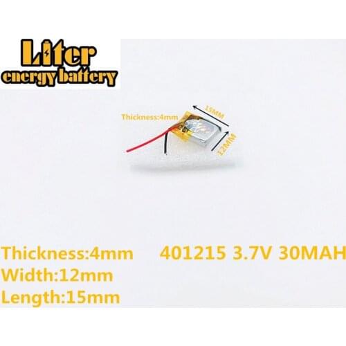 SD 401215 High Rechargeable Battery 3.7V 30mah 401215 Li Polymer Batteria Batterie AKKU Factory Price