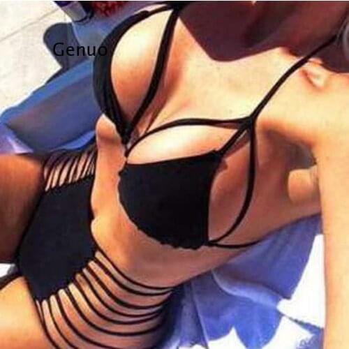 Sex Swimsuit Female Retro Bikini Set Hollow Out Spider Net Bikini Bathing Suits High Waist Swimwear Beach Women Swimming Suit