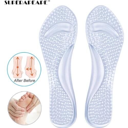 Silicone Gel Orthopedic Insoles Women High Heel Shoes Flat Foot Arch Support Pads Shoe Inserts Transparent Massage Insole