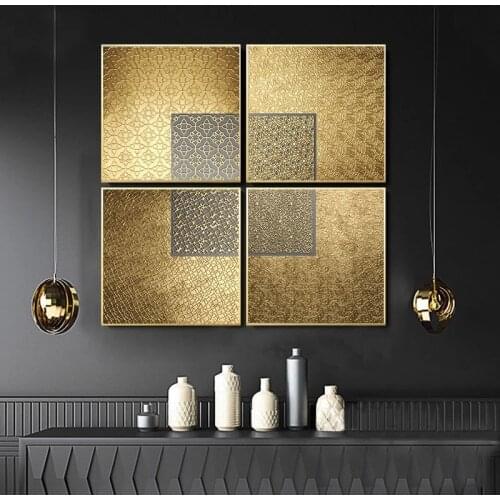 Modern Luxury Nordic Posters Abstract Wall Art Geometric Abstract Gold Canvas Painting for Bedroom Living Room Decor Picture