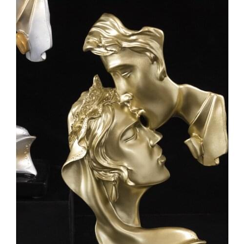 Modern Kiss Couple Statues Living Room Decor Love Wedding Europe Style Resin Abstract Sculpture Home Decoration Accessories T565