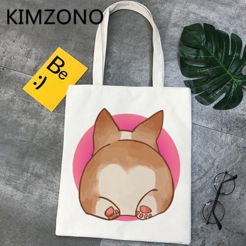 Corgi shopping bag canvas shopping eco tote bag reciclaje reusable sac tissu