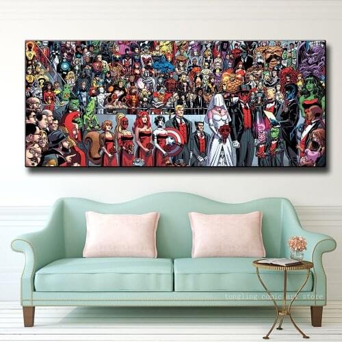 Marvel Super Movie Heroes Creative Wedding Ceremony Poster Canvas Painting HD Print Living Room Bedroom Decoration Painting