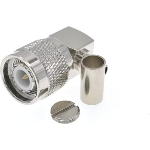TNC Male Crimp Right Angle Connector For RG58 LMR195 RG400 RG142