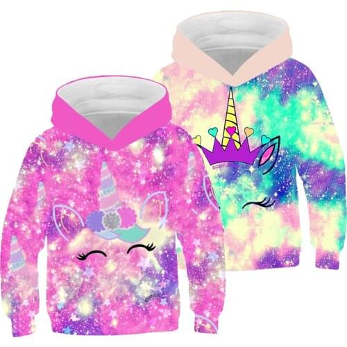 Girls Boys Unicorn Hoodie Jacket Fashion 3D Printed Spring and Autumn Children Sweater Casual Jacket Sports Pullover 4-12 Years