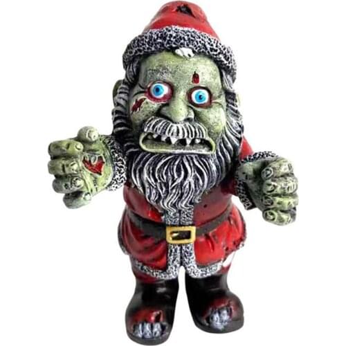 Garden Lawn Sculpture Decoration Halloween Horror Standing Zombie Santa Claus Statues Scary Dwarf Resin Figurine Courtyard Party