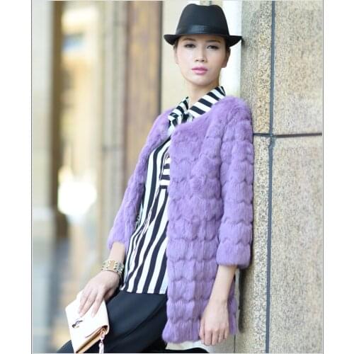 New genuine real natural full pelt rabbit fur coat women fashion whole skin fur jacket winter fur waistcoats free shipping