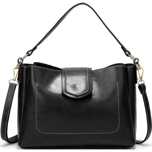 Womens 2021 Fashion New Simple Wild Pu Leather Women Shoulder Bag Crossbody Bags Handbag Female Totes Black